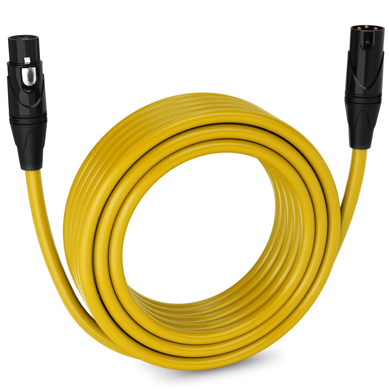 LyxPro 50 Feet XLR Microphone Cable Balanced Male to Female 3 Pin Mic Cord for Powered Speakers Audio Interface Professional Pro Audio Performance and Recording Devices - Yellow - Image 1